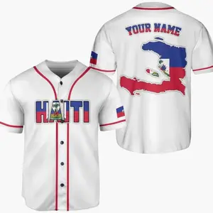 Custom Haitian Flag & Map Casual Sports Jersey - Lightweight, Breathable Athletic Top with Personalized Name, Professional Sports Clothing (V9)