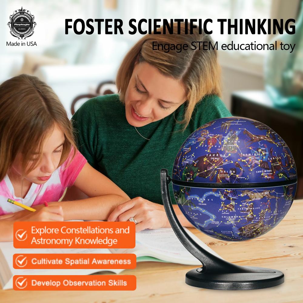 Replogle 4.3 inch Mini Interactive Celestial 720° Rotating Astronomical Globe with Constellation Nebulae for Space Exploration and Astronomy Enthusiasts Made in USA
