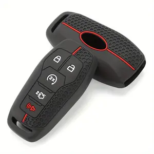 For Ford Edge Explorer Fusion Mustang Lincoln MK Remote Smart Silicone Car Key Fob Chain Ring Shell Holder Cover Case 5 Button