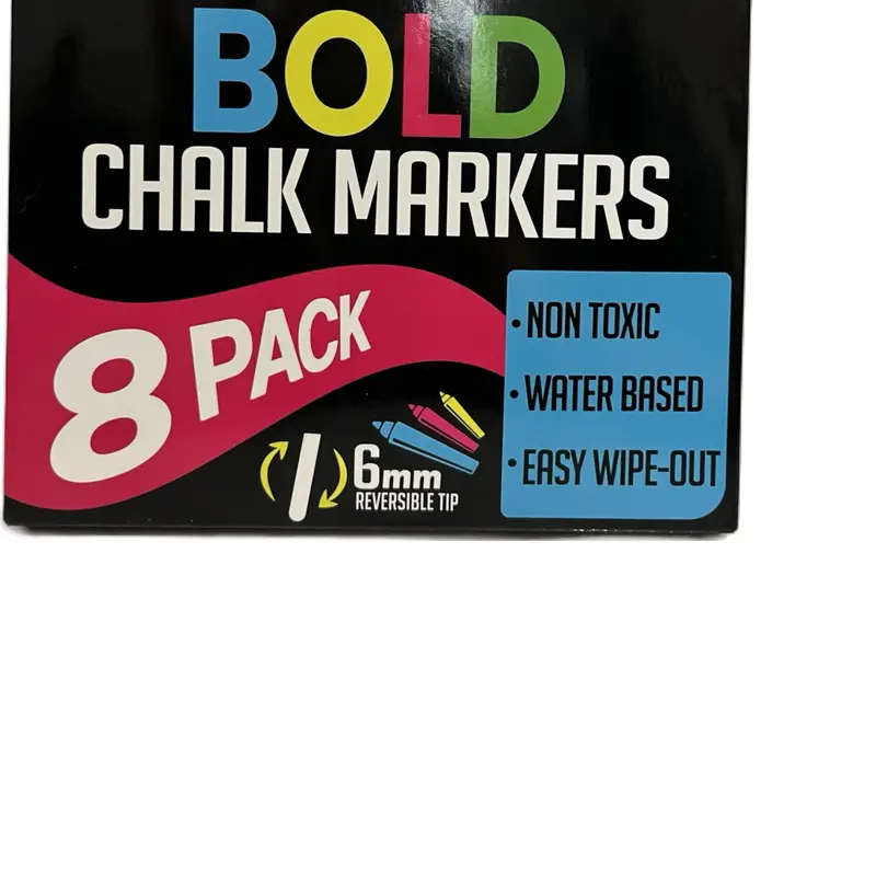 Bold Chalk Markers, Reversible Tip, Non-Toxic, for Blackboards, Whiteboards, Glass Surfaces