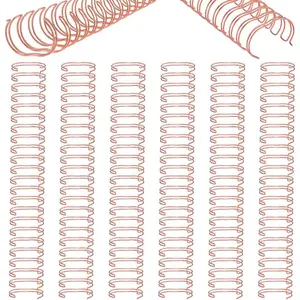 6 Pieces Binding Wire Twin Loop Spines Double Loop Binding Wire 1 Inch Cinch Diameter 23 Holes for Teacher and Student Document Notebook Making (Rose Gold)