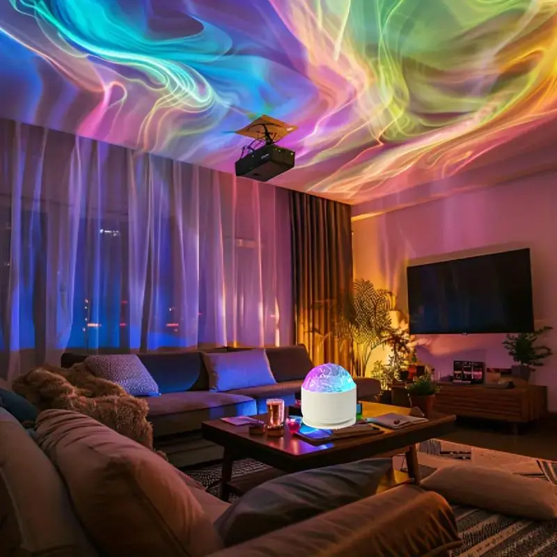 Aurora/Water Ripple/Sky Projector Light, 1/2 Counts USB Rechargeable 16 Colors LED Projector Lamp with Remote Control, Northern Lights Ambient Light, Room Decor