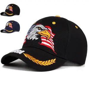 Unisex Baseball Cap with Embroidered Eagle Flag – American Style, Sun Protection – Ideal for Beach Trips and Spring/Autumn Travel