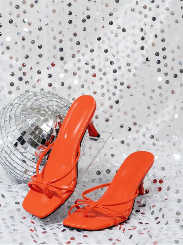 New Shiny Square Toe High Heel Sandals, Women's Fashion Thin Strap Mules, Party Evening Street Style, Wedding, 8 Colors Available