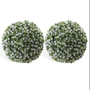 Garvee 2 Pcs Artificial White Rose Flower Balls, 21'' Wedding Rose Centerpieces, Flower Ball Arrangement Bouquets for Home, Outdoor, Valentine's Day, Party, DIY Decoration