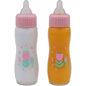 Disappearing Magic Bottles| Fits Dolls| Milk and Juice| Flower Theme| Ages 2+ , Pink