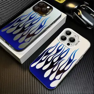 Blue Flame Print Phone Case， Cool Street Trend Style for iPhone 17 16 15 14 13 12 11 Plus Pro Max Gift.