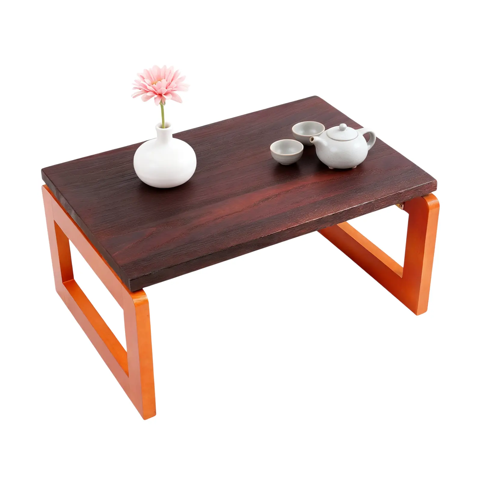 summerwins Vintage 2-in-1 Foldable Wooden Side Table - 60×40×30 cm, 80 kg Capacity, Space-Saving Nightstand, Computer Desk for Bedroom, Balcony Home Supplies, Study Desk