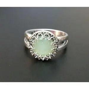 New Sterling Silver Vintage Green Peridot Retro Ring