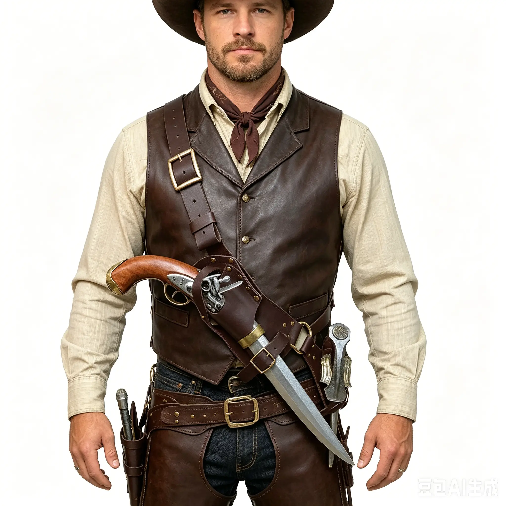 Men's Faux Leather Retro Pirate Chest Rig Shoulder Holster - Flintlock Pistol & Dagger Sword Holder, 1 Size Steampunk Viking Halloween LARP Cosplay Costume Prop (Toys & Hobbies DIY Leathercraft Accessory), One Size