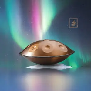 Luxury 10-Note Gold Handpan Drum - Crystal Clear Ethereal Sound for Sound Baths & Relaxation, Premium Steel Construction with Elegant Finish (Includes Gig Bag, Finger Protectors & Online Course Access)