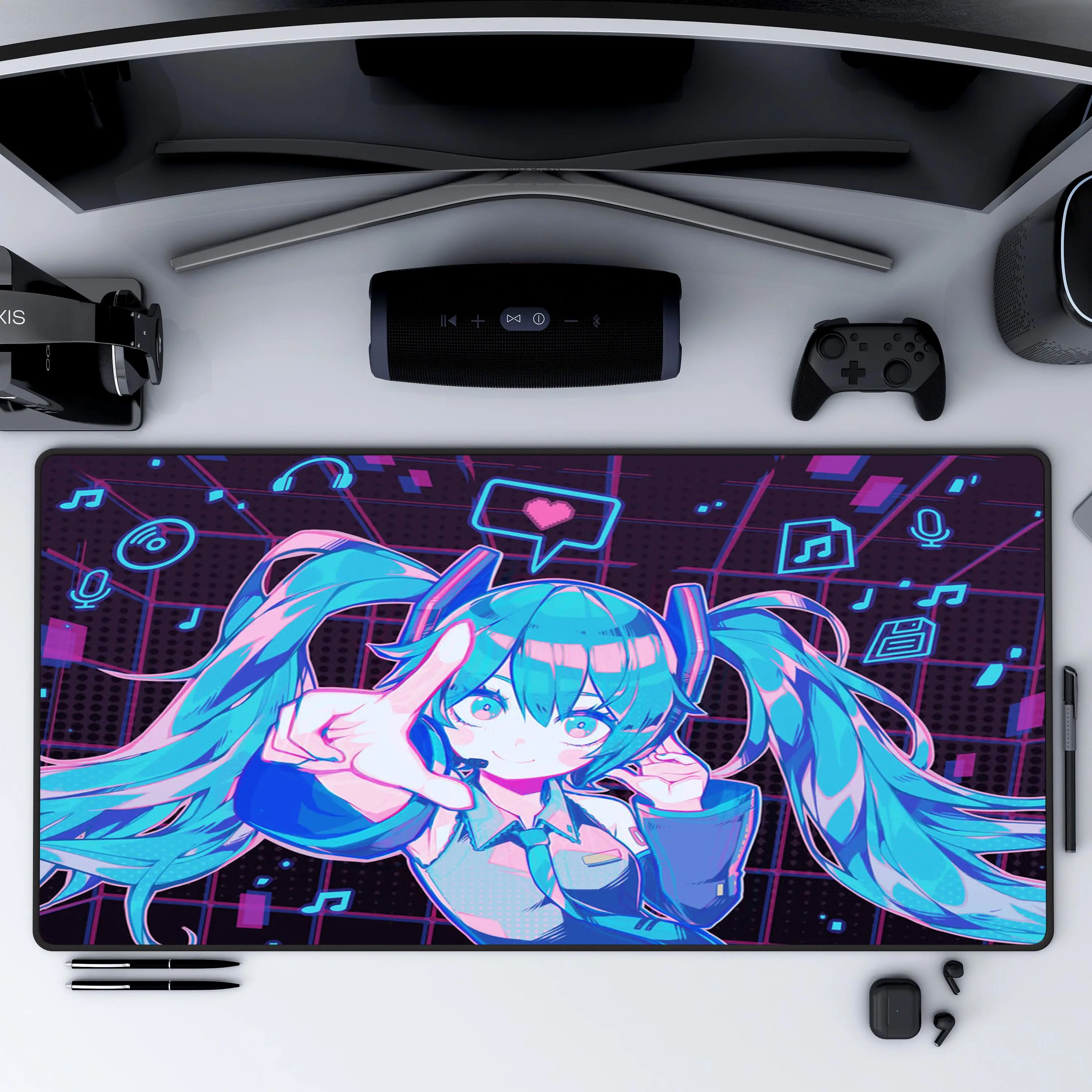 Hatsune Miku Desk Mat, Vocaloid Icon Mousepad, MTG Gaming Desk Mat, Gaming Mousepad Large, Perfect for Miku Fans & Anime Lovers