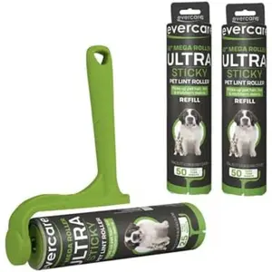 Ultra Sticky Pet Mega Lint Roller Value Pack with Handle & 2 Refills 50 Sheets Each