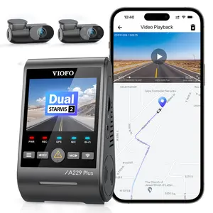VIOFO A229 Plus 3 Channel Dash Cam, Dual STARVIS 2 Sensors, 3-Channel HDR, 1440P+1440P+1080P Front Inside and Rear Car Camera, 5GHz Wi-Fi, Voice Control, Ultra-Precise GPS, 24 Hours Parking Mode