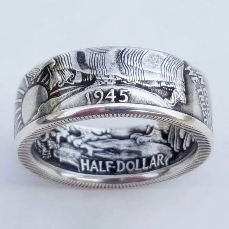 hot selling retro antique coins, Morgan rings, popular dollar engraving 1945 rings