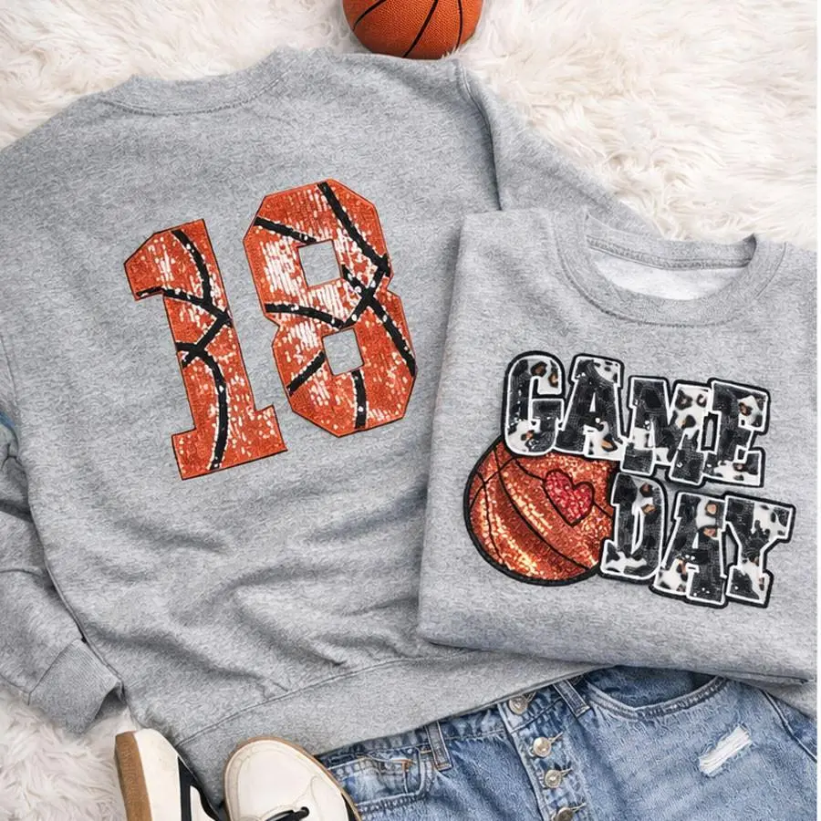 Basketball Number Sequin Patch