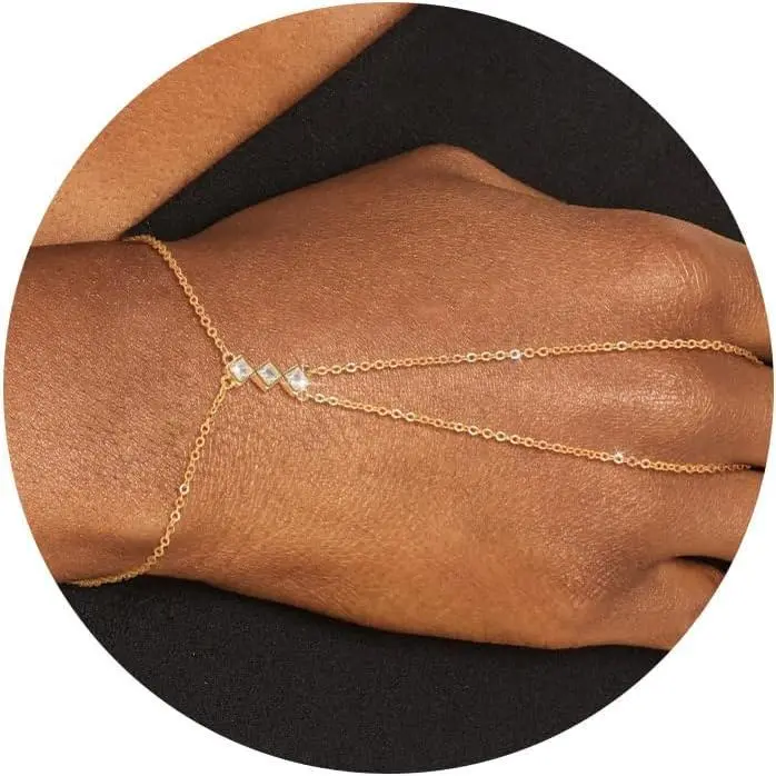 3cz square hand bracelet-GD