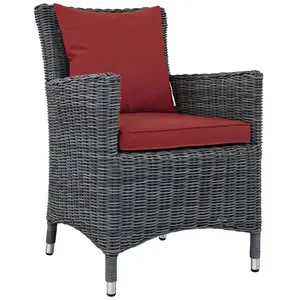 Modway Summon Dining Outdoor Patio Sunbrella® Armchair in Canvas Red