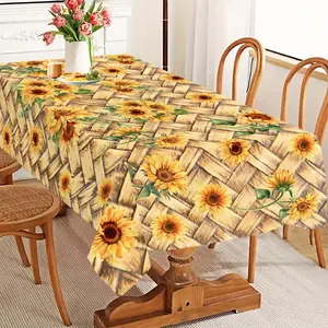 Sunflower Pattern Tablecloth, Rectangular Tablecloth, Decorative Tablecloth for Home Kitchen Dining Room, Picnic Table Cover, Table Decoration Supplies