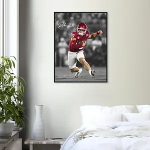 [Sale up to 35%+FREE SHIP+NO FRAME] John Mateer Oklahoma Sooners Framed Football Poster Man Cave Decor, wall decor