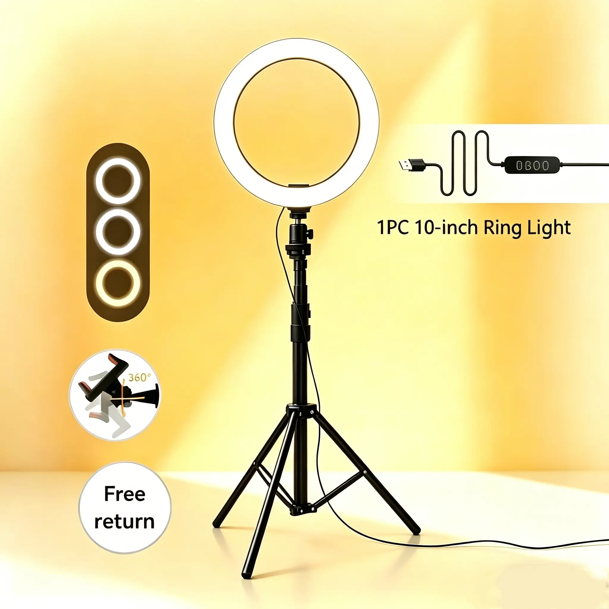 EMART 10" Ring Light with 55" Extendable Tripod and Phone Holder – Ideal for Makeup, Selfies, YouTube, TikTok Live, Vlogging | Perfect Gift for Content Creators, Girls & Boys  Adjustable,Thanksgiving Christmas Day, New Year's Day
