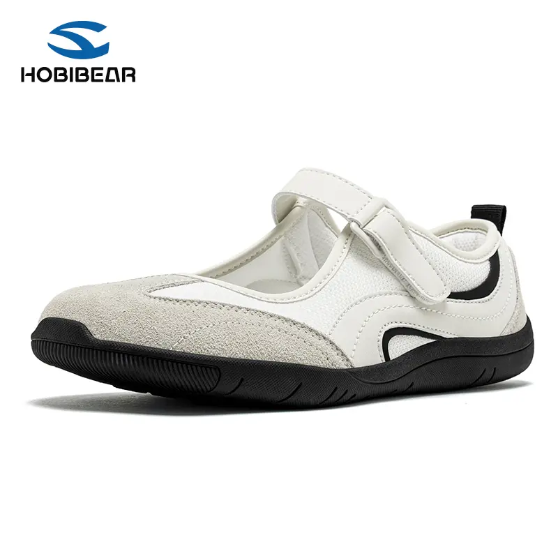 HOBIBEAR Women's Mary Jane Walking Shoes, Minimalist Barefoot Casual Trainers with Wide Fit, Breathable Non-Slip Sole for Summer, Neutral Casual Trainers, Footwear, Sports Shoes, Closed, Sneaker, Flat Sneaker Shoes, Lightweight And Breathable