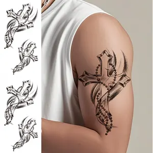 2 Waterproof Peace Cross Temporary Tattoo Stickers, Easy to Apply and Remove, Perfect for Parties and Festivals, Unique Body Art Design for Memorable Events, Waterproof Temporary Tattoos