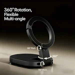 Double-Sided Suction & Magnetic Phone Holde - Foldable Hands-Free Silicone 3 in 1 Magnetic Phone Mount, 360° Rotation with 18 Strong Suction Cups for Car Dashboards Offices Kitchens (1 Pc)