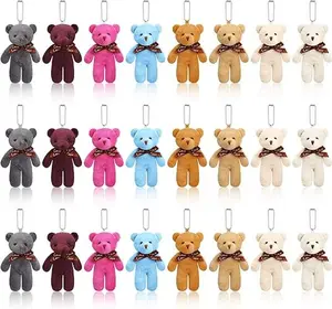 24 Pcs 4.7 Inch Mini Bear Toy Tiny Bears Doll Bulk Multicolor Soft Plush Stuffed Animals for Keychain DIY Craft Small Bears for Baby Shower Birthday Gifts Party Favors