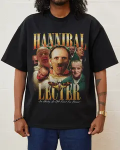 Vintage Hannibal Lecter Oversized Tee, 90s Anthony Hopkins Shirt, Horror Movie Shirt, Hannibal Gift For Fans Free Shipping