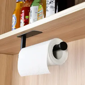 Paper Towel Holder Under Cabinet No Drilling, Self Adhesive Paper Towel Holder Wall Mount for Kitchen,RV, Matte Black Paper Towel Holder 304 Stainless Steel, Under Cabinet Paper Towel Holder kitchen  gadgets