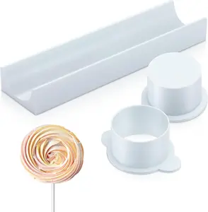 1.75 Inch Circle Cake Pop Mold Set with 9 Inch Tray Easy Cake Pop Cutter and Pusher Circle Maker PLA Baking Cutter Molds Set for Home Baking, Birthday Parties, Wedding (White)