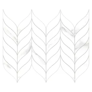 INNO STICKERS 10-Sheet Peel and Stick Leaf Waterjet Backsplash Tile, Carrara White Marble Looks Self-Adhesive Wall Mosaic Tiles, Stick on Backsplash for Kitchen, Bathroom, Fireplace