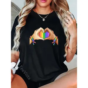 100% Cotton Gay Pride Clothing LGBT Rainbow Flag T shirt Tee Heart Unity T-Shirt