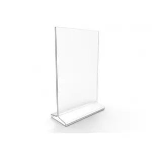 5.5 x 8.5 Acrylic Sign Holder for Tabletops, Top Insert, T style   Clear 19068