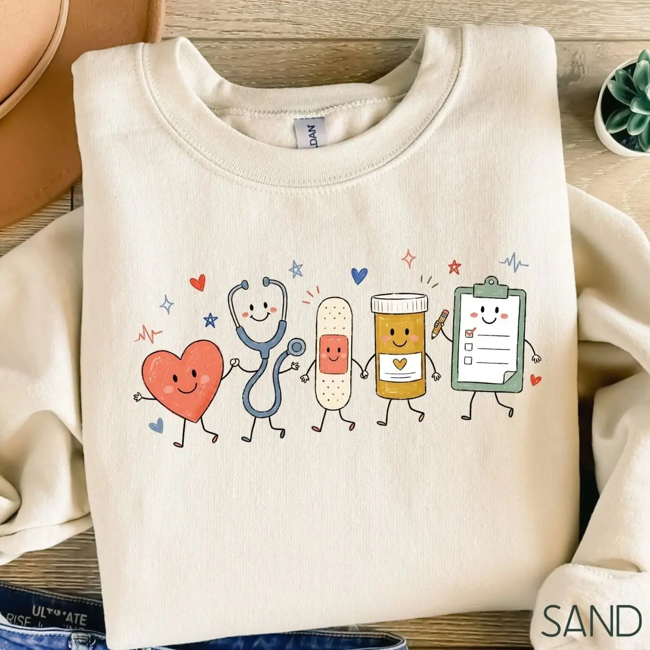 Nurse Doodle Sweatshirt, Nurse Life Sweater, New Nurse Grad Gift, Funny Nursing School Crewneck, Registered Nurse RN Long Sleeve Pullover, Hospital Healthcare Worker Apparel, Medical Student Aesthetic Clothes, Cute Gift for ER ICU Nurse Women