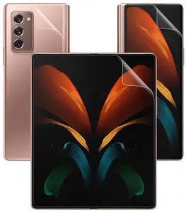 Screen Protector Wrap for Galaxy Z Fold 2, Nakedcellphone [Hydrogel Soft Film] Clear Transparent Display Scratch Guard [Front/Back/Inside] for Samsung Galaxy Z Fold 2 5G (SM-F916)