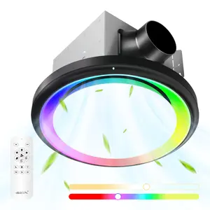 RGB Humidity Sensing Exhaust Fan with 3CCT and Nightlight, Dimmable LED Light, 110CFM, 1.5 Sones, Remote Control