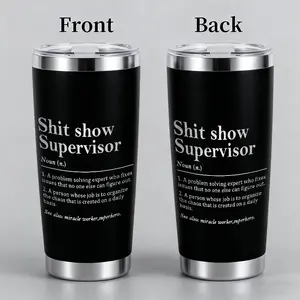 "Shit Show Supervisor" Humorous Design 20oz Wine Tumbler with Lid,Stainless Steel Travel Mug, Double Wall Insulated Coffee Cup,Insulated Wine Glasses Travel Tumbler for Cold&Hot Drinks,Reusable Spill-Proof Design,Perfect Gift for Family and Friends