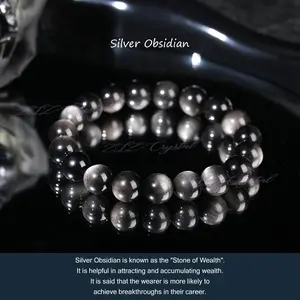 AAA Natural Silver Obsidian Beads 10 mm