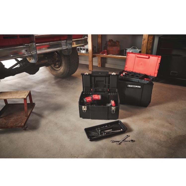 Craftsman 3-In-1 Rolling Workshop Packout 19 Red Plastic Rolling with Versastack Portable Storage System small part Double-Sided Transparent