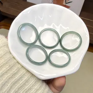 Genuine Burmese Jadeite Ring, Dainty Light Blue Icy Jadeite Band