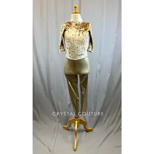 *Brand New* Ivory Velvet and Metallic Unitard