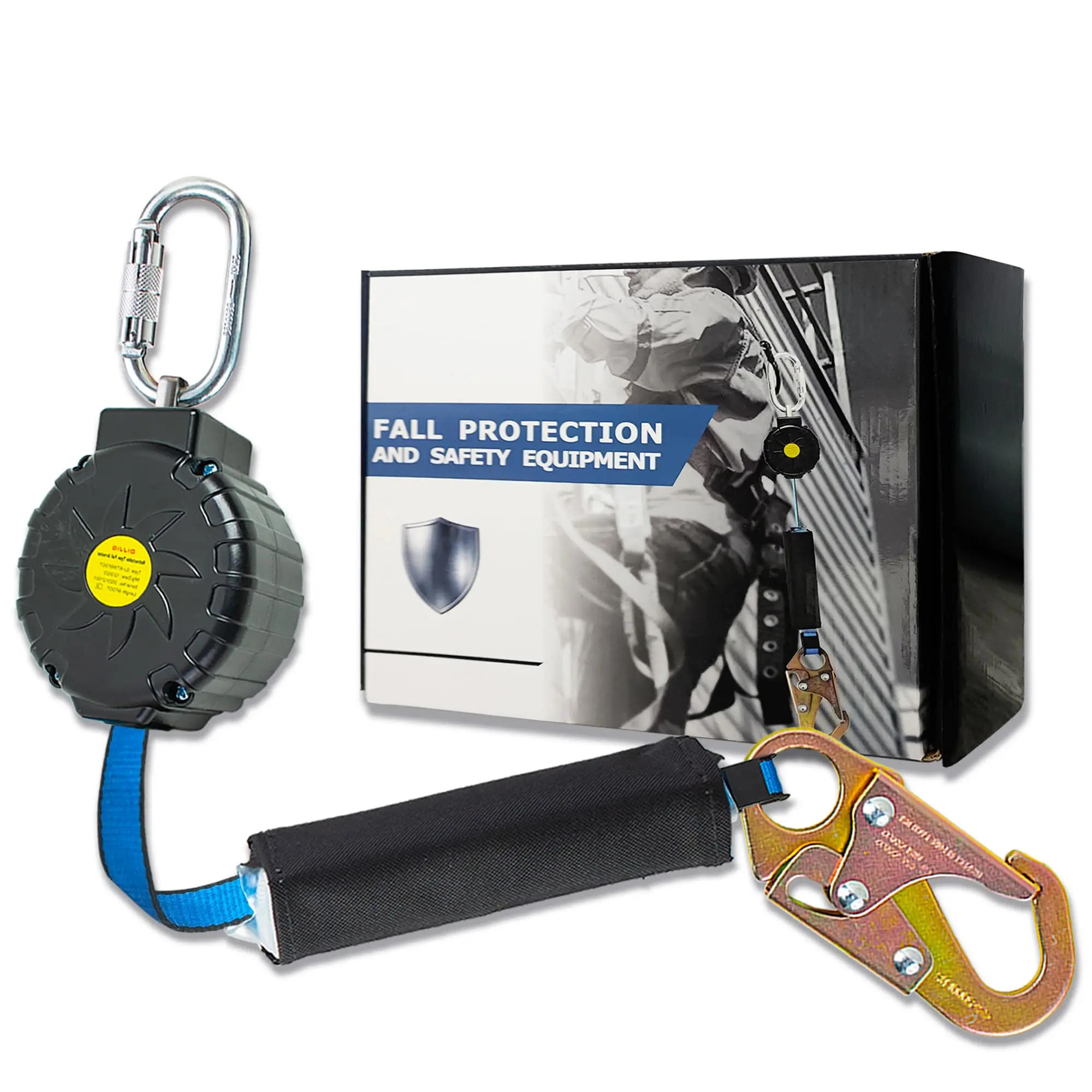 6FT Single-Leg Self-Retracting Lifeline Fall Arrest Lanyard - High-Strength Alloy, Corrosion-Resistant Rotating Hook Carabiner, 4-lb High-Strength Fall Protection Gear with Instant Prevention for Roofing, Home Improvement