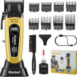 1 PCS KEMEI 90-4 Professional Hair Clippers for Men, 11500 RPM Barber Clippers with LED Display, Cordless High Quality Trimmer with DLC Blade & Charging Base, 2000 mAh Hair Clipper for Barbers Haircut Kit