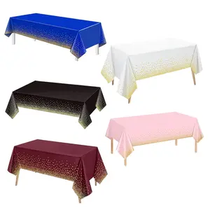 1/3pcs gold polka dot design tablecloth, Party Decoration Supplies, 54x108 inches plastic royal blue disposable rectangular tablecloth suitable for birthdays anniversaries weddings parties