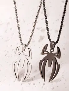 2pcs Spider Pendant Necklace Set Couples Friendship Necklace Unisex Jewelry
