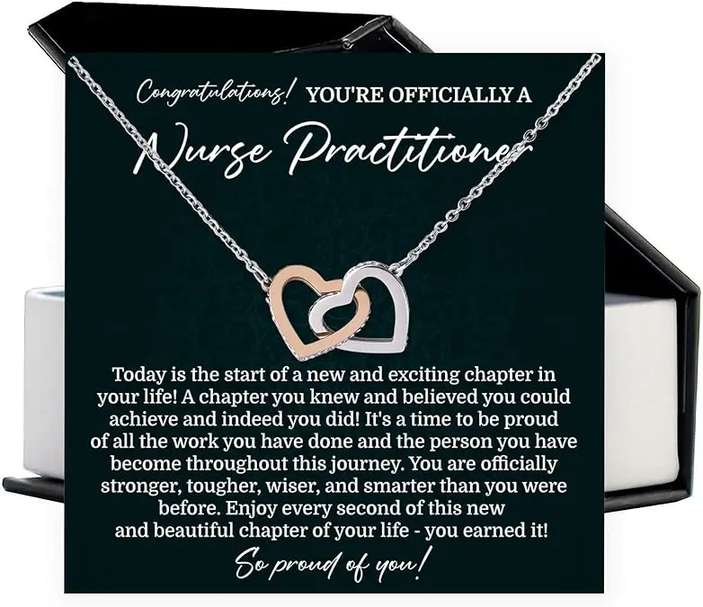 Nurse Practitioner Gifts, Nursing Pinning Ceremony Gifts For Women, RN Jewelry For Nurses, Interlocking Heart Necklaces For Female Nurses, Nurse Graduation Necklace