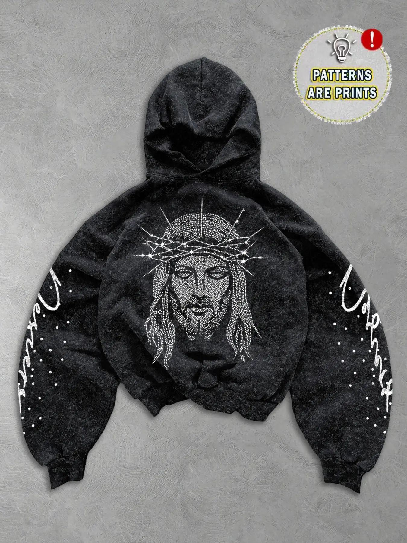 Men's Fall Hooded Sweatshirt with Trendy Bulging Jesus Graphic Print Design, Fashionable Streetwear for Casual Daily Wear, Perfect Gift for Trendsetters