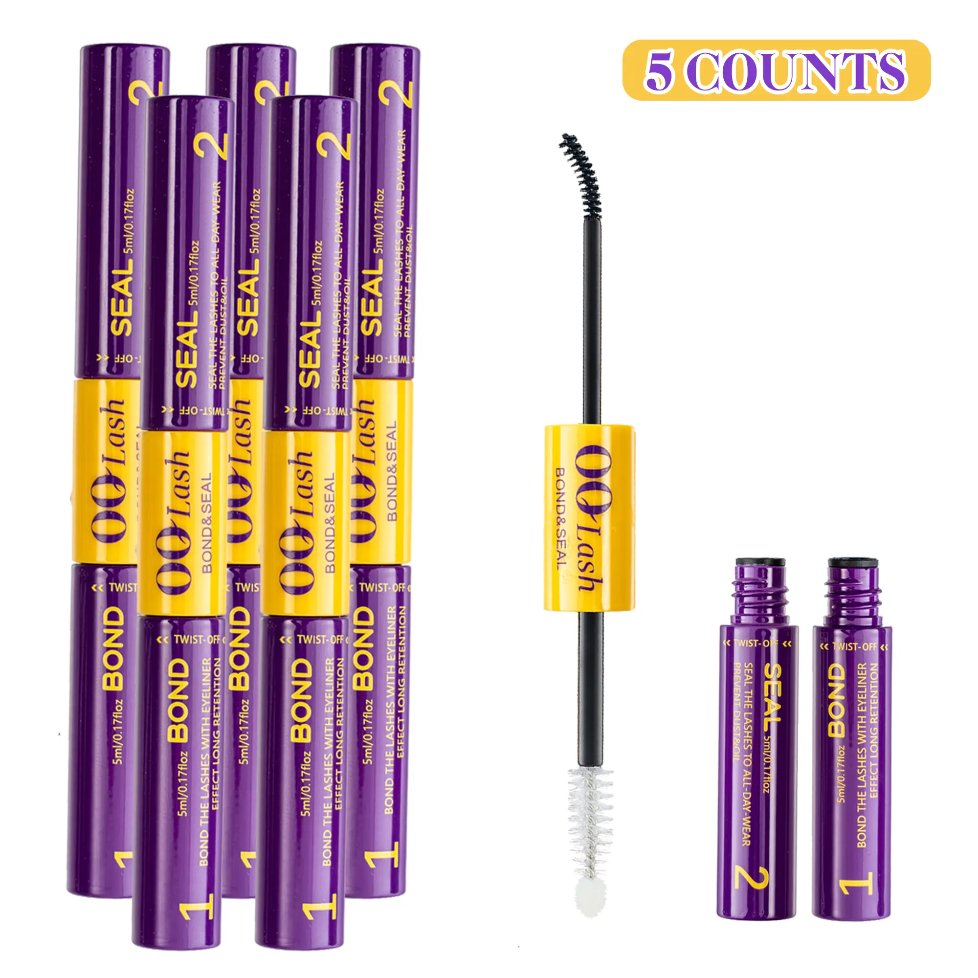 OQLash 2-in-1 Bond and Seal Eyelash Extension Glue - Latex-Free, Waterproof, Non-Irritating, Super-Strong Hold, 10ml Makeup Cosmetic for Lash Clusters, DIY Lashes (False Eyelashes & Adhesives), Lash Cluster